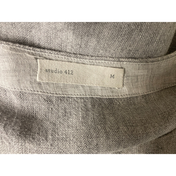 Studio 412 Gray Linen Raw Hem Shift Dress Size M Lagenlook Minimalist Pockets - Picture 4 of 4
